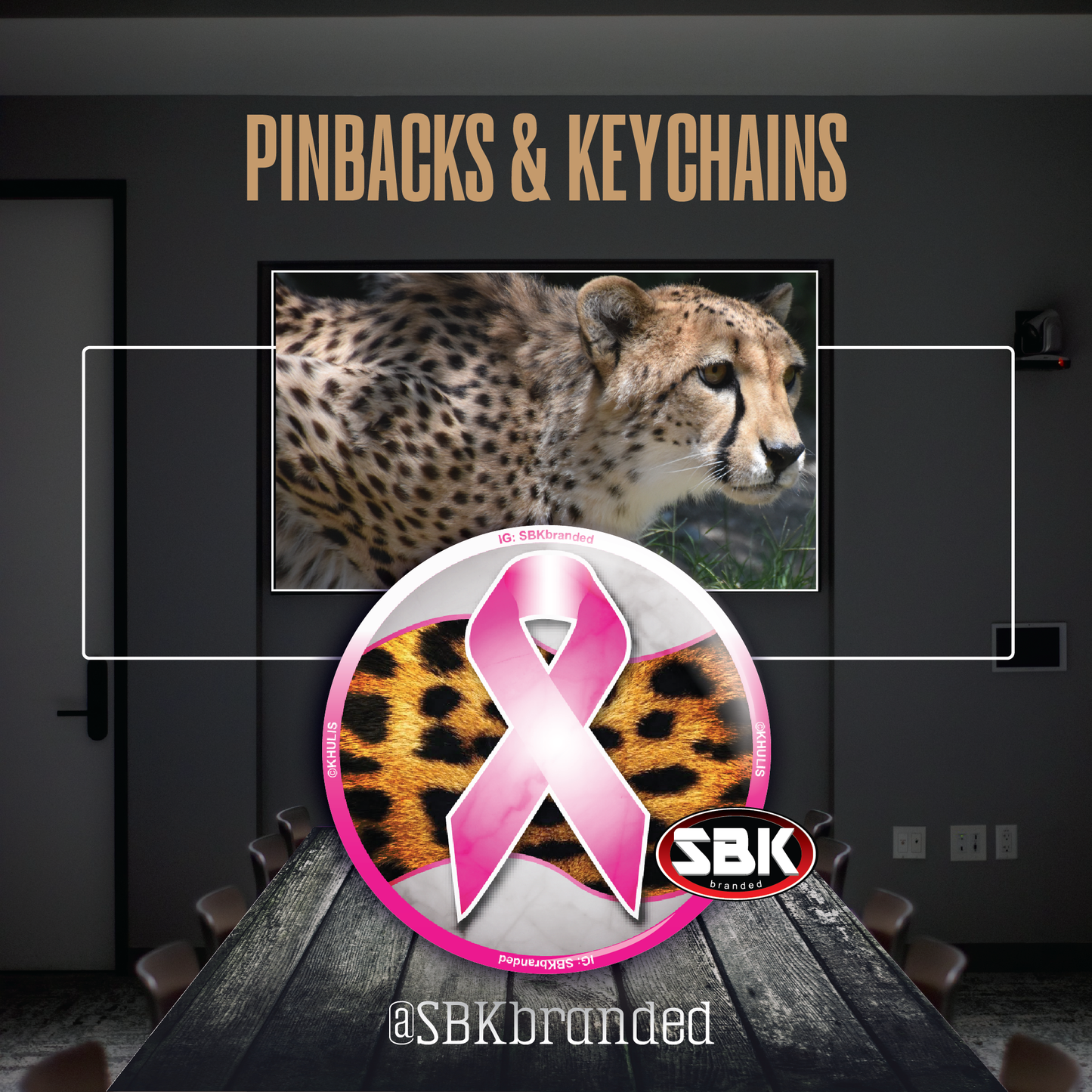 Cheetah Print Breast Cancer Awareness Pinback Photo Button