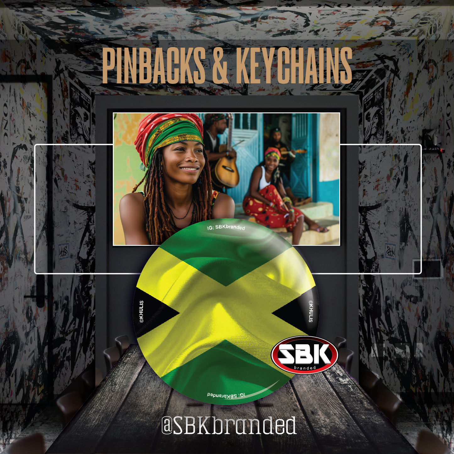 Jamaican Flag Pinback Photo Button