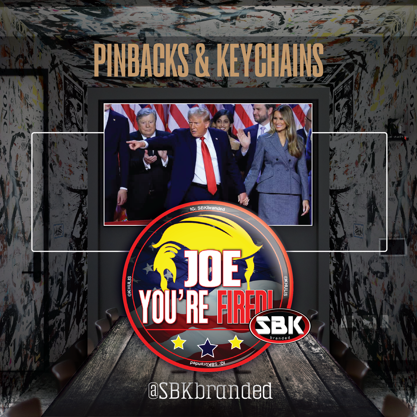 Joe You're Fired Pinback Photo Button