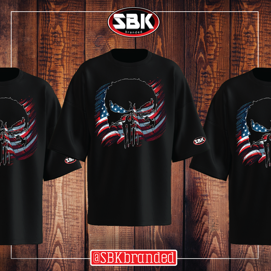 Skeleton Skull American Flag T-Shirt