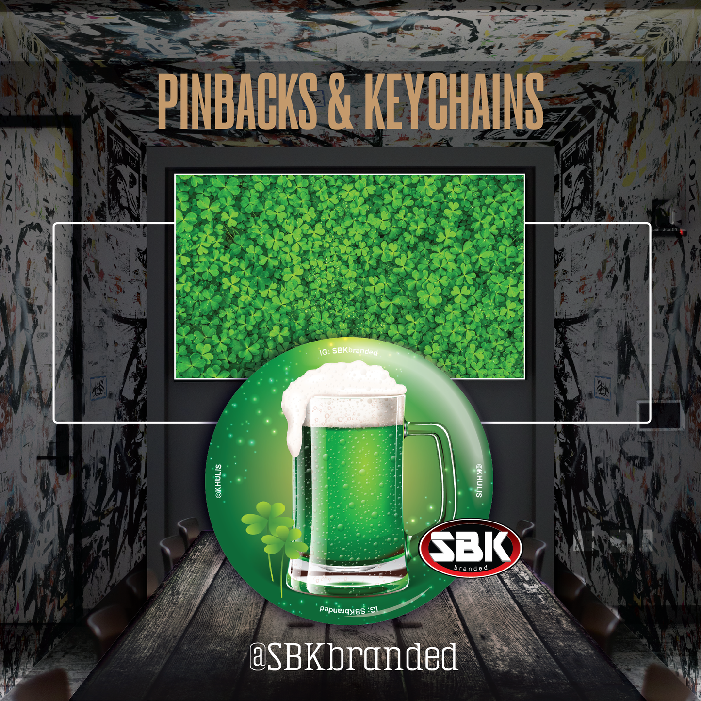 St. Patrick's Day Green Beer Pinback Photo Button